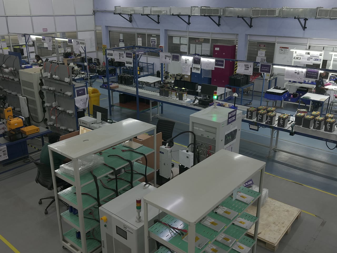 Overhead view of the NEMI assembly floor