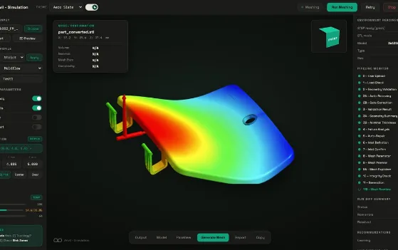 Anvil simulation: stress map on a molded part